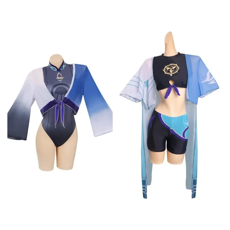 Anime Game Genshin Impact Wanderer Cosplay Women Costume Swimwear Swimsuit Halloween Carnival Party Role Play Beach Suit