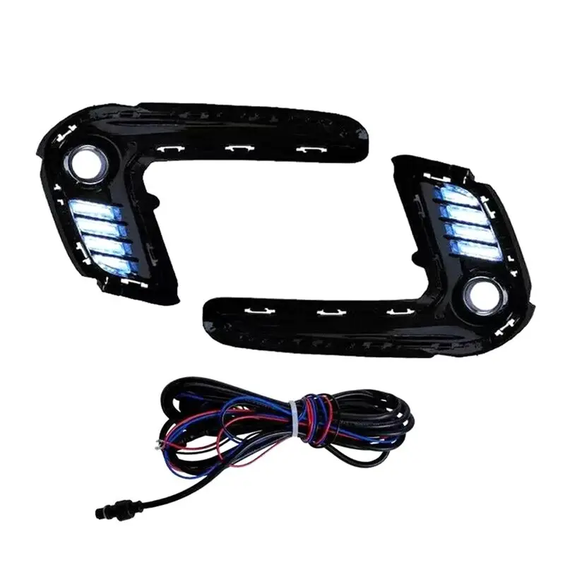 A76E-1Pair Auto LED DRL for  Elantra 2016-2018 Fog Lights Cover Daytime Running Light Turn Signal Foglamp Accessories