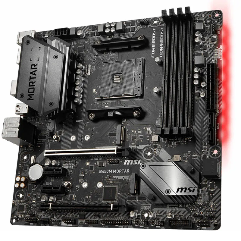 MSI B450M MORTAR لسلسلة Ryzen Adopt chipse 4xDDR4 المقبس AM4 PCI-E 3.0 Max 128GB 2×M.2