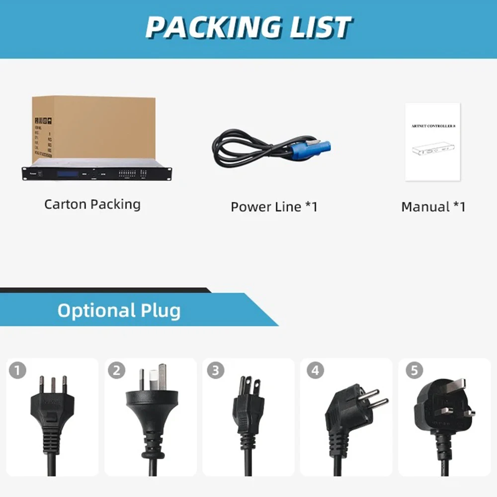 8-Way DMX Splitter with 3-Pin Network Multi Expander Output 8x512 Channels For Satge Dj Lighting Controller