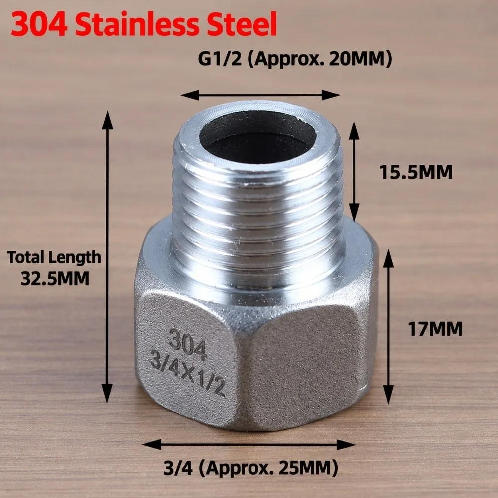 304 Stainless Steel Stainless Pipe Fitting G 1/2 Thread Hex Head Stainless Steel Coupling Pipe Extension Nipple