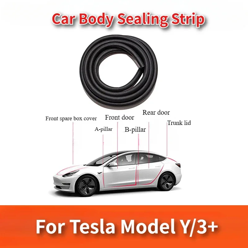 For Tesla Model Y/3/3+ Car Body Sealing Strip B Pillar C Pillar Skylight Sound Insulation Rubber Strip Car Accessories 2018-2024