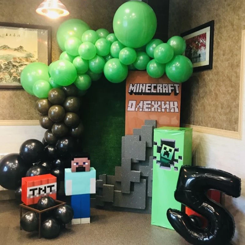 70pcs Game Minecraft Themed Balloon Arch Set Black Green Latex Balloon Boy Birthday Party Decoration Supplies Baby Shower Xbox