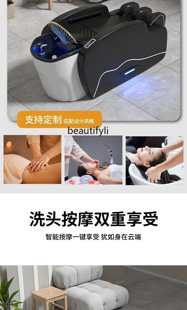 Barber Shop for Hair Salon Thai Head Therapy Massage Couch Water Circulation Automatic Intelligent Electric Massage Shampoo Bed