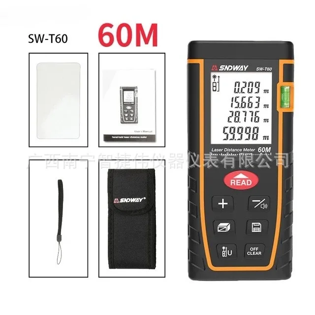 ไม้บรรทัดเลเซอร์วัดระยะทาง SW-T100/T60/T40วัดระยะด้วยอินฟราเรดไม้บรรทัดเลเซอร์อิเล็กทรอนิกส์