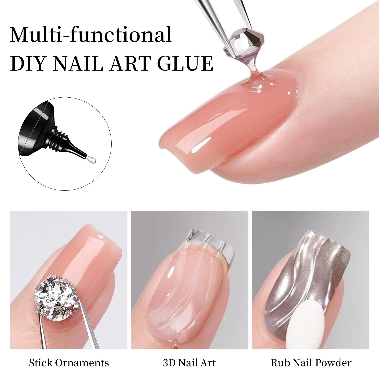 30g/Jar Super-Strong Nail Art Rhinestone Glue 9D Clear Strong Adhesive Gel For Nail Charm&Diamond With Crystal Manicure Glue ***