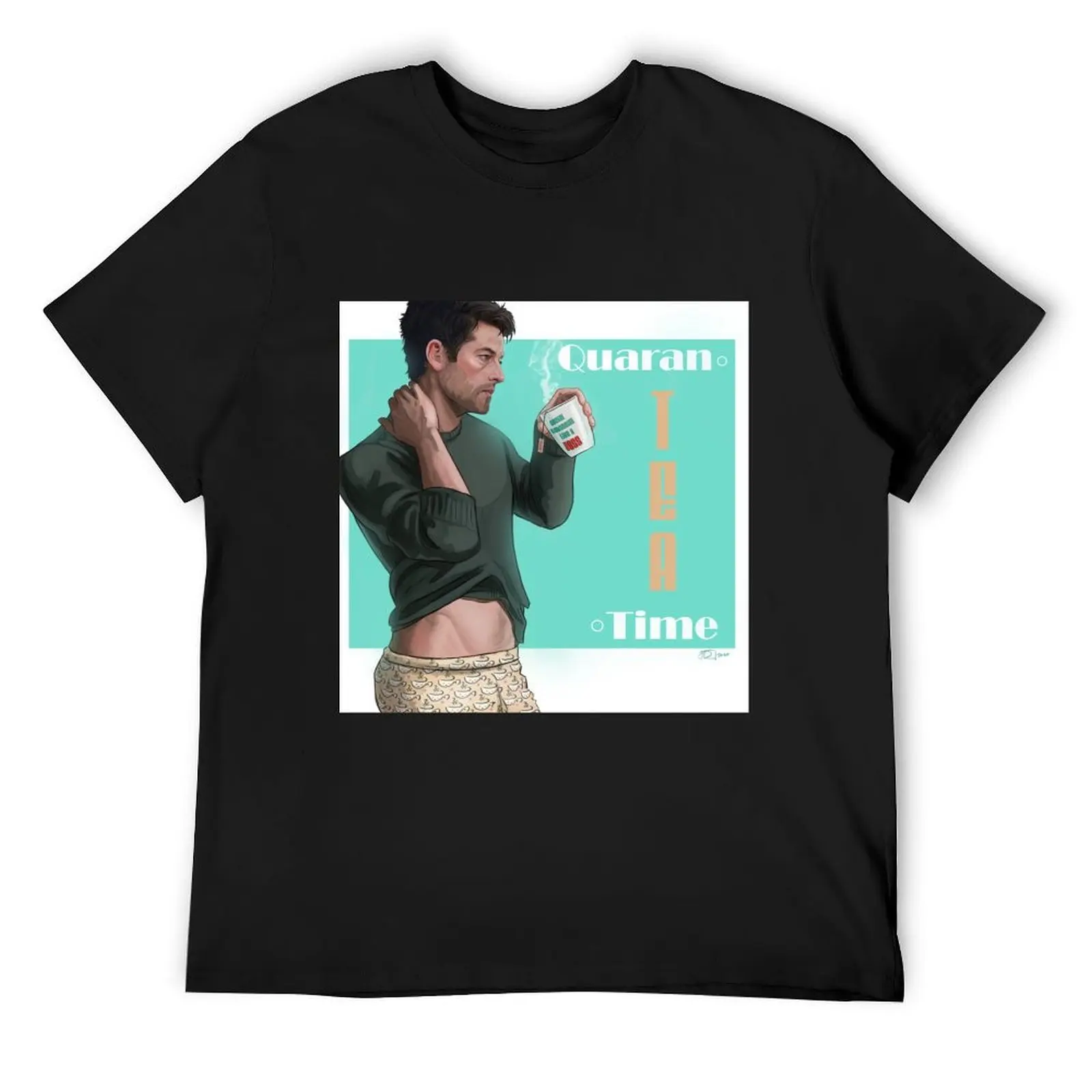 

Quaran-Tea-Time Castiel T-Shirt topping oversize t-shirts man customizeds summer clothes plain t shirts men