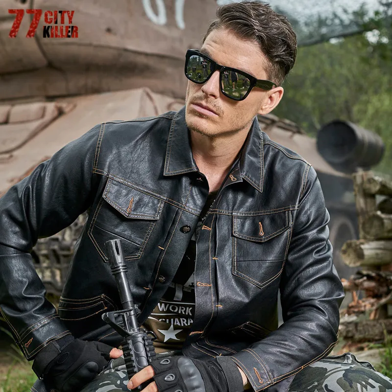 77City Killer Spring Motorcycle PU Leather Jacket Men Bomber PU Jacket Pilot Coats Stand Collar Plus Size 3XL  jaqueta Couro