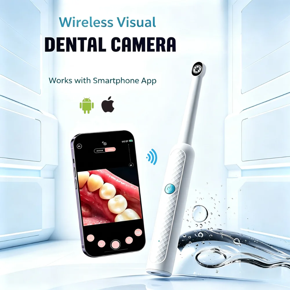 1080P HD Wireless Oral Camera with 8 LEDs Handheld WiFi Endoscope for iPhone Android&Type-C Dental Inspection Tooth Examination