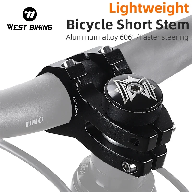 

WEST BIKING Aluminum Alloy Bicycle Short Stem CNC Craft Lightweight High Strength Bike Stem Mountain Road Bike Accessories