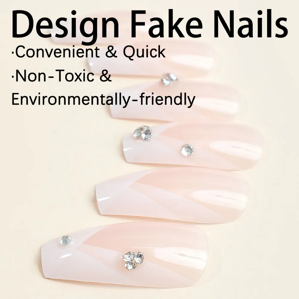 Faux ongles ballerine imperméables pour la saint-valentin, portables, à pression, outil de manucure, couverture complète pour fille