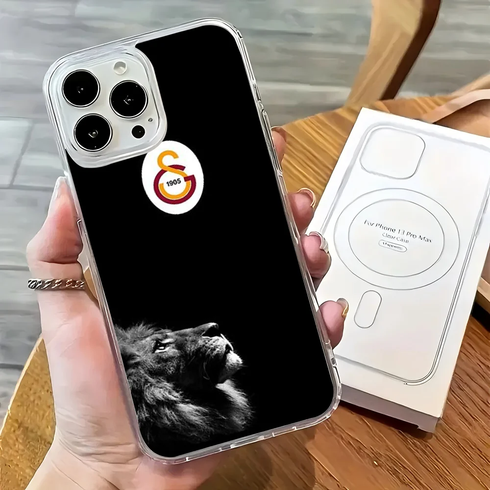 1 قطعة Galatasaray الأسد جراب هاتف IMD اللون الفضي شل آيفون 16 15 14 13 12 11 برو ماكس زائد