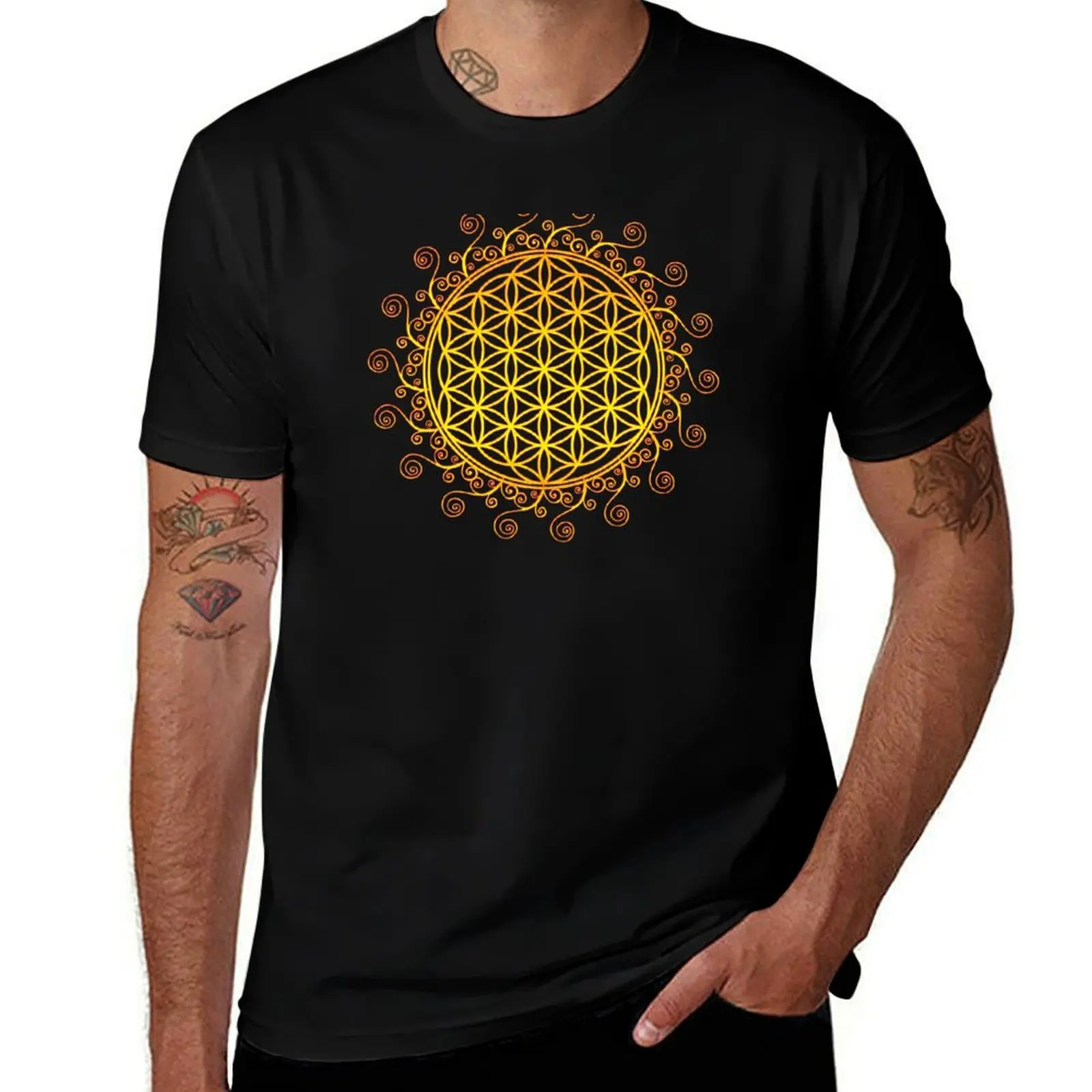 

FLOWER OF LIFE, SACRED GEOMETRY, SPIRITUALITY, YOGA, ZEN, T-Shirt t shirt man cotton T-Shirt