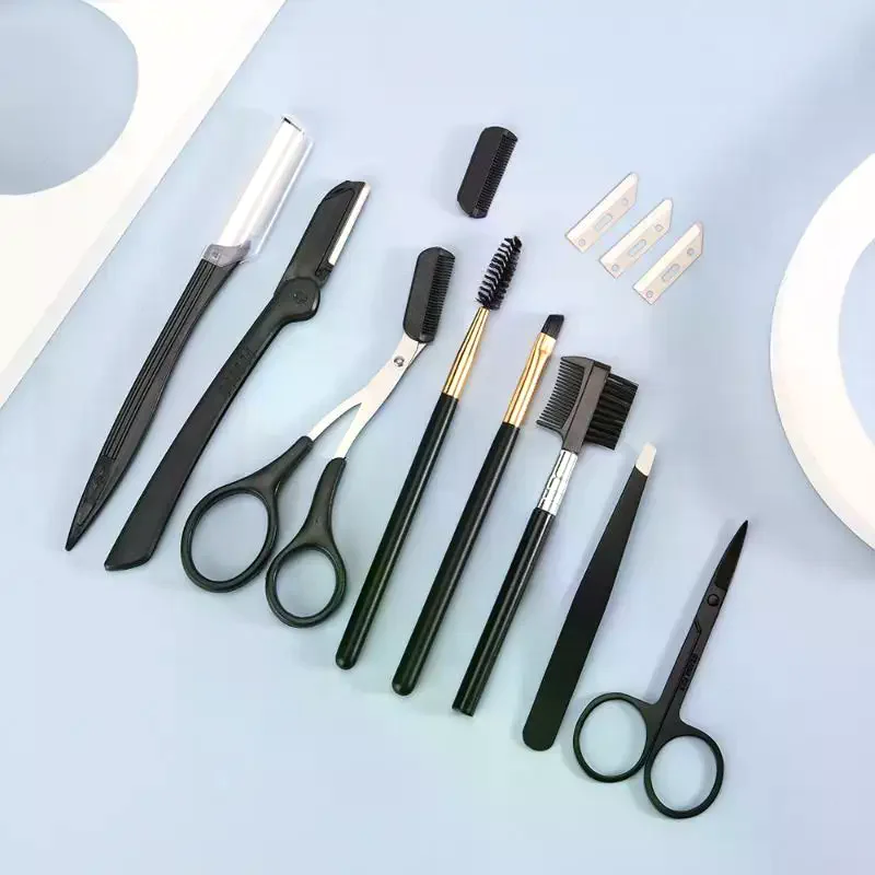 17 Pcs Eyebrow Grooming Kit Stainless Steel Tools Portable Bag Perfect Daily Makeup Beauty Salon Use