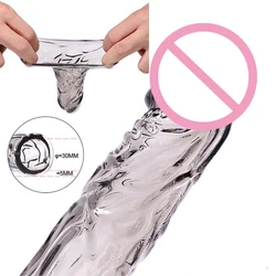 Crystal Penis Extender Transparent Condoms Enlarger Sleeve Reusable Condom Delay Ejaculation Intimate Goods for Couples Sex Toys