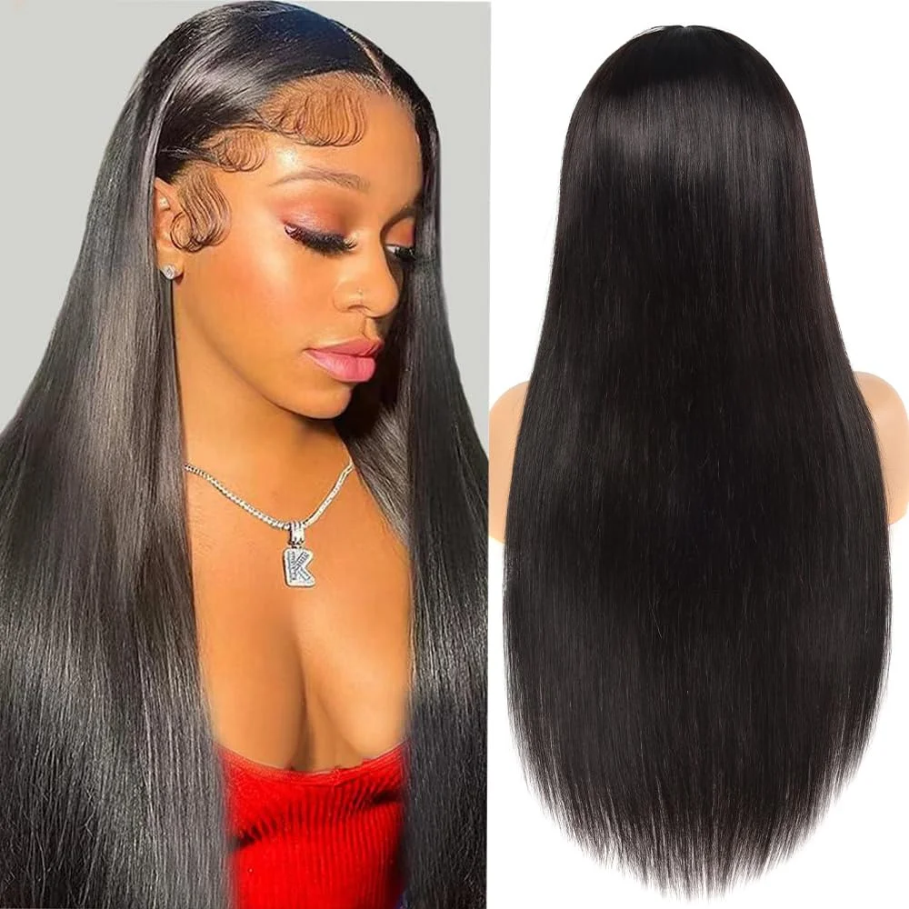 13x4 HD Transparent Lace Front Wig Human Hair For Women Natural Color Straight Hair Lace Wig Brazilian Remy Real Human Hair