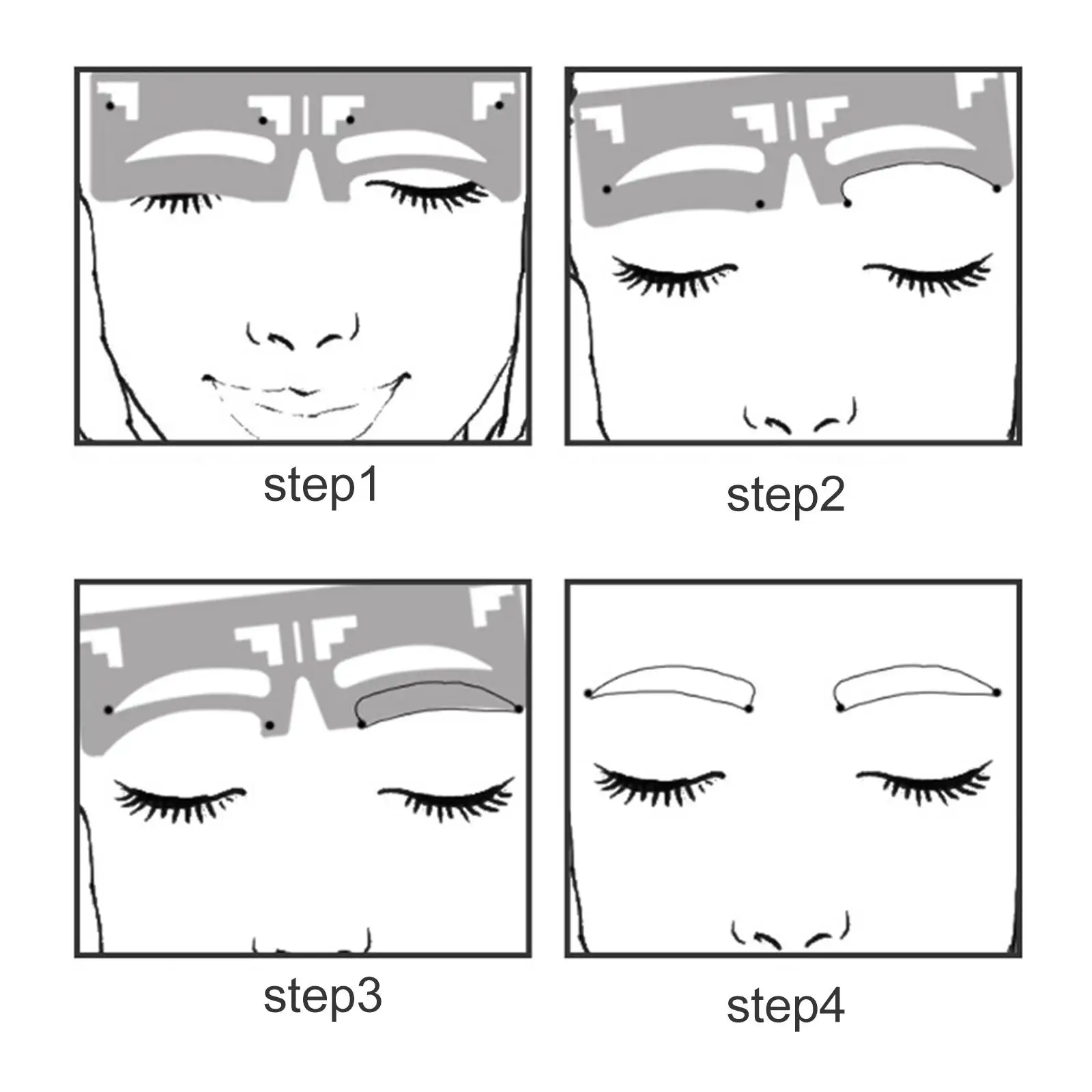 Kit de plantilla de regla de cejas de acero inoxidable ajustable para artistas de maquillaje y herramienta de diseño de cejas para principiantes