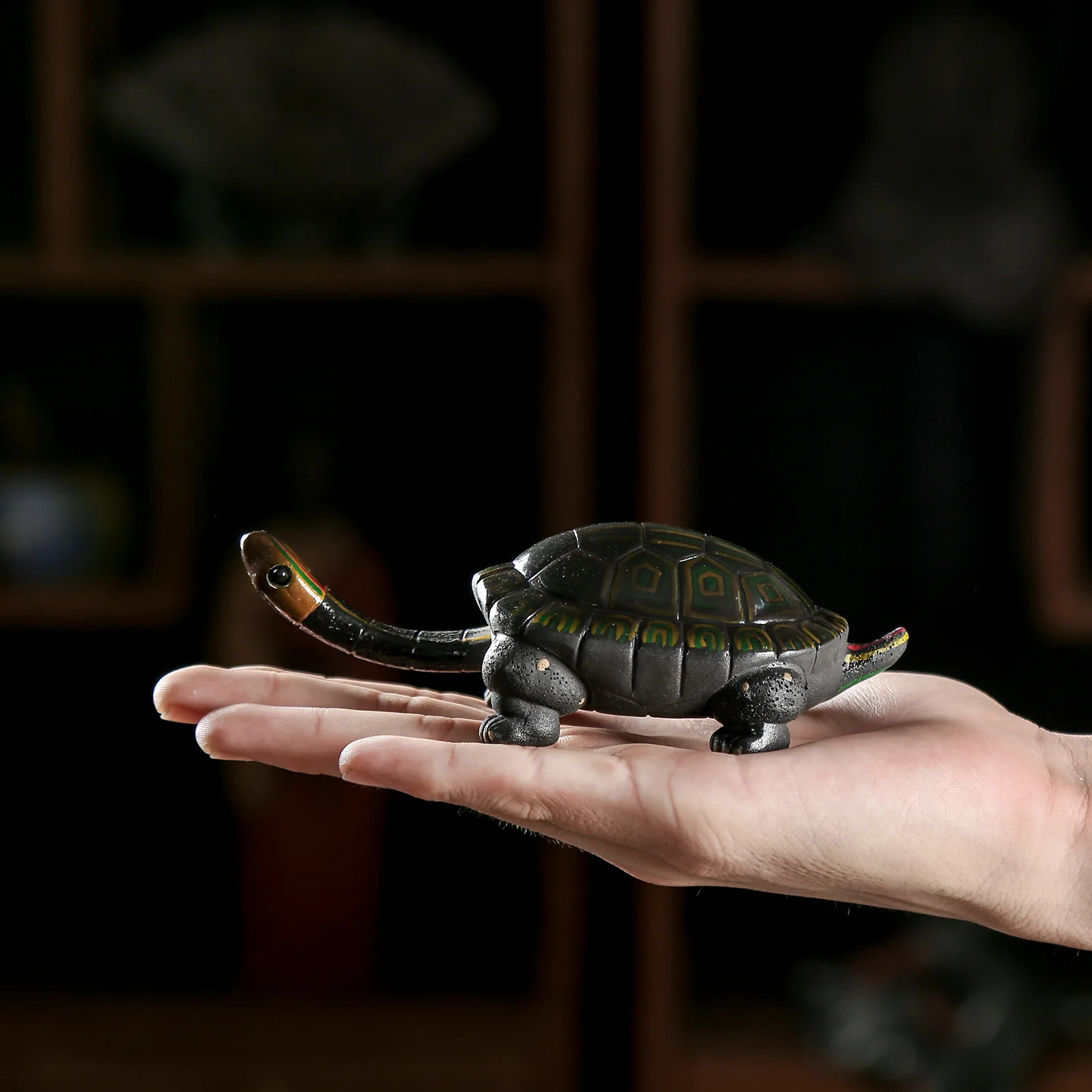 High End Purple Clay Tea Pet Yixing, Adorable Turtle with Colorful Back, Creative Sculpture Tea Accessories, Kawaii Accessories
