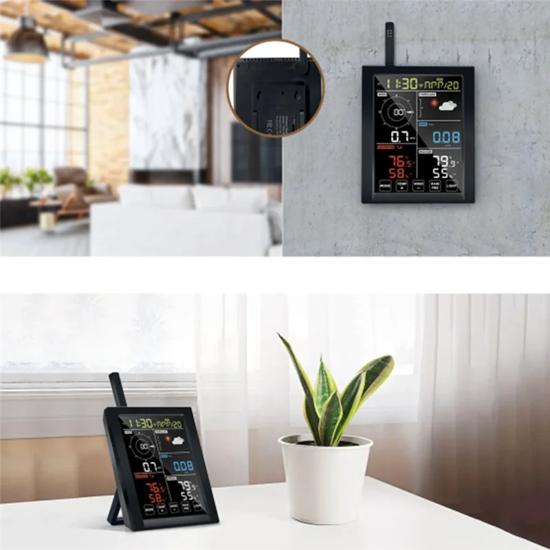 WN1980 C Weather Station Display Console Receiver WLAN Gateway, Self-Contained Barometric Temperature Humidity Durable