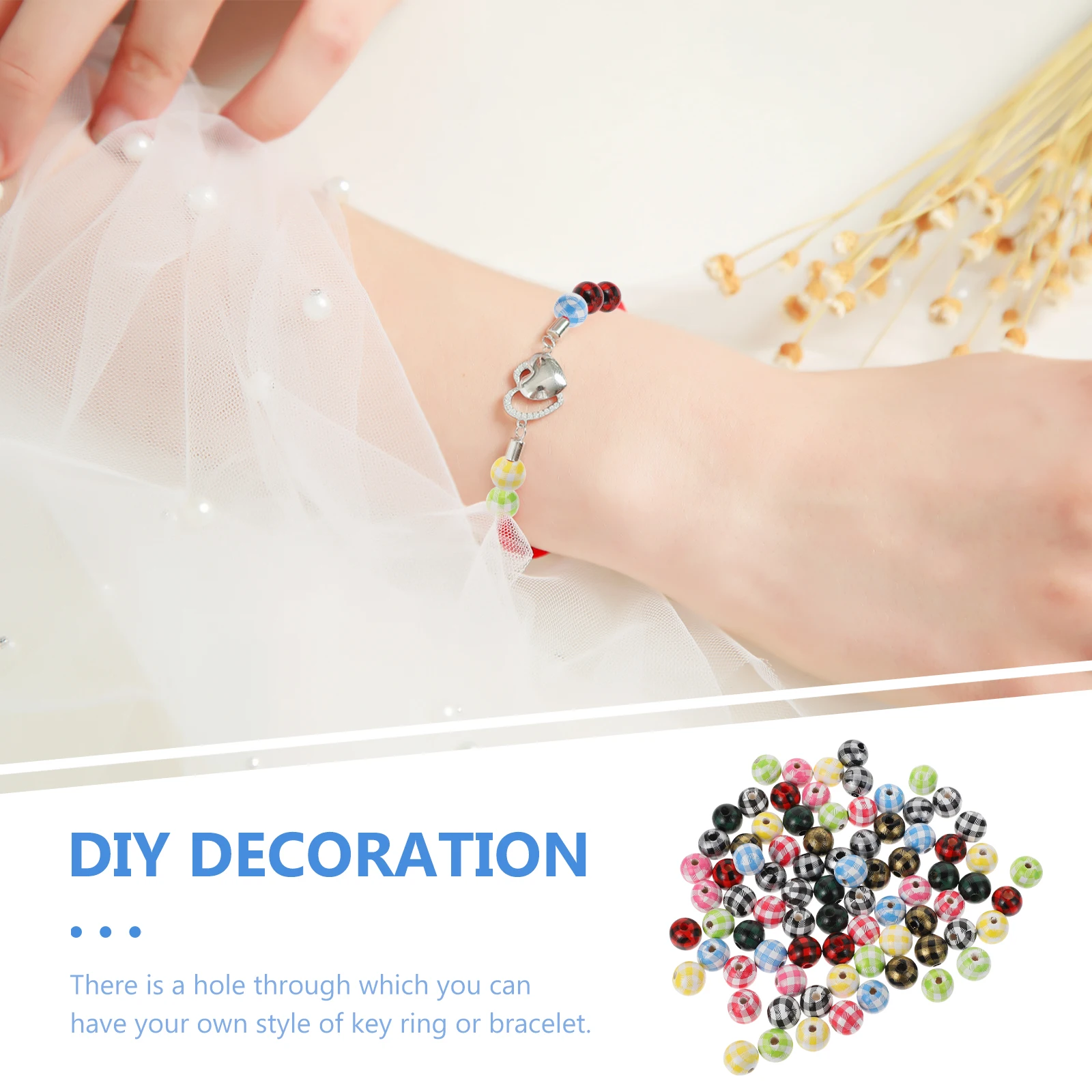 

100pcs Diy Loose Decorative Wooden Craft Making Jewelry Bracelet Spacer Charms Home Party Decoration Fashion Accessories Lovely