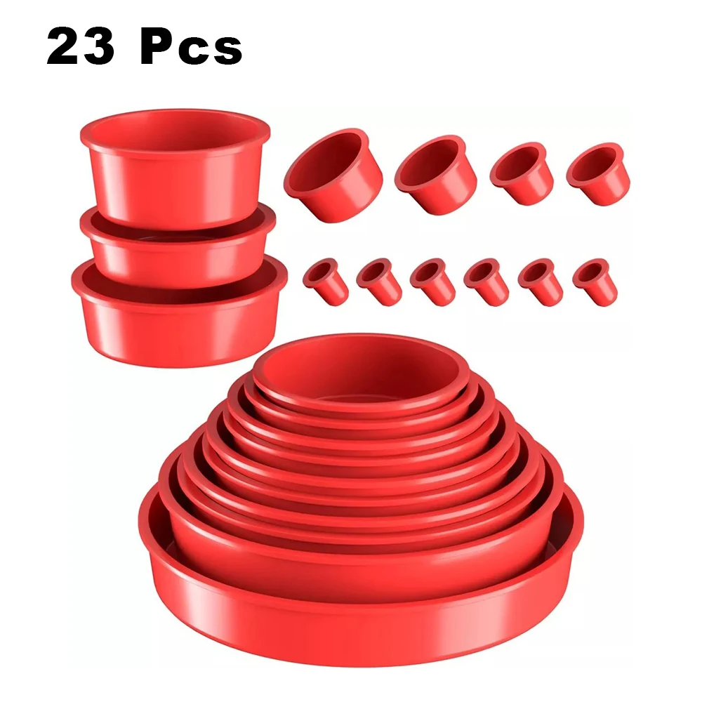 ANCEL Automotive Red Cap Plugs 23 Piece Accessories Hose Intake Bladder Adaper Suitable for Smoke Leakage Test Various Pipeline