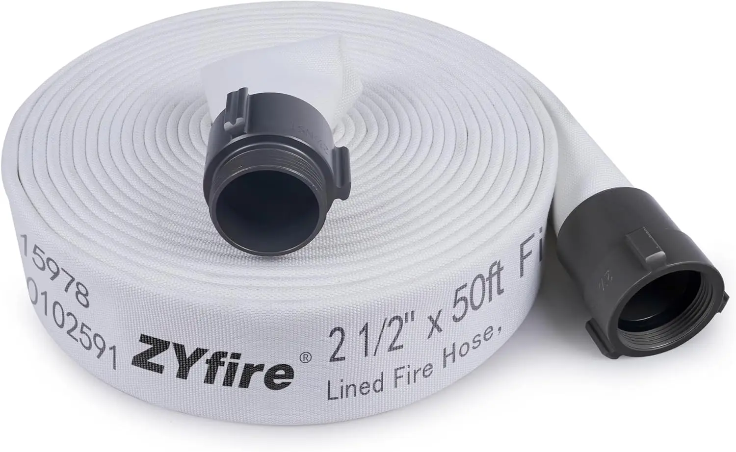 

2-1/2" ID x 50 FT Double Jacket EPDM Firefighter Hose with M x F NST/NH Aluminum Couplings 1200 PSI Burst Pressure