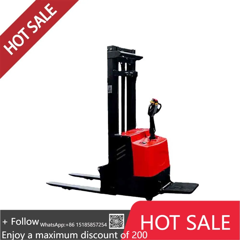 رافعة شوكية كهربائية صغيرة تعمل بالتحكم في المحطة مع تكديس الزجاجات الكهربائية، الرافعة الشوكية، شاحنة المستودعات، التفريغ والتعامل معها