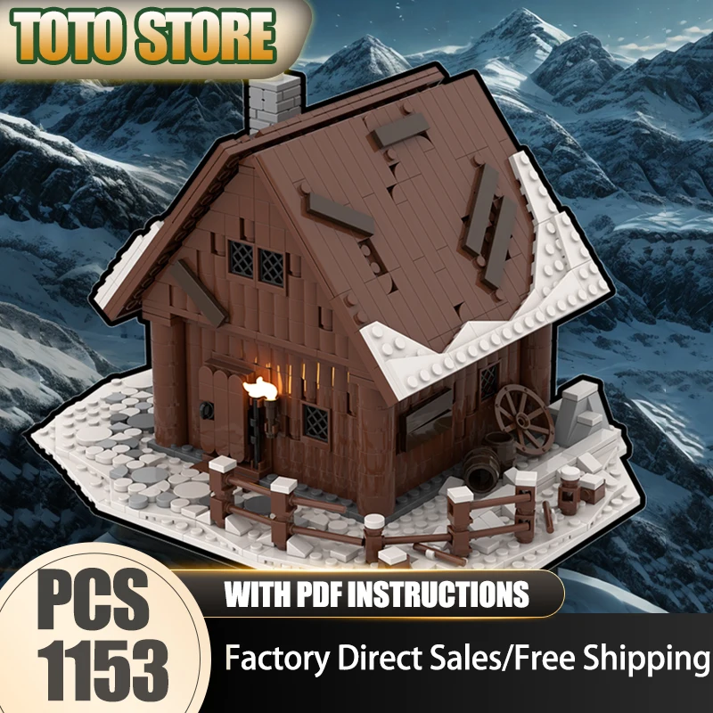 Moc بنة القرون الوسطى خشبية الكابينة بناء نموذج التكنولوجيا الطوب لتقوم بها بنفسك الجمعية وحدات قلعة القرون الوسطى لعبة البناء