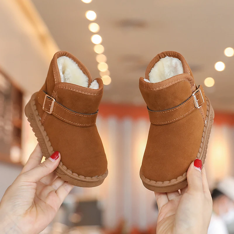 Baby Winter Snow Boots Warm Plush Leather Toddler Shoes Fashion Boys Girls Anti-slip Rubber Sole Baby Sneakers Infant Boots