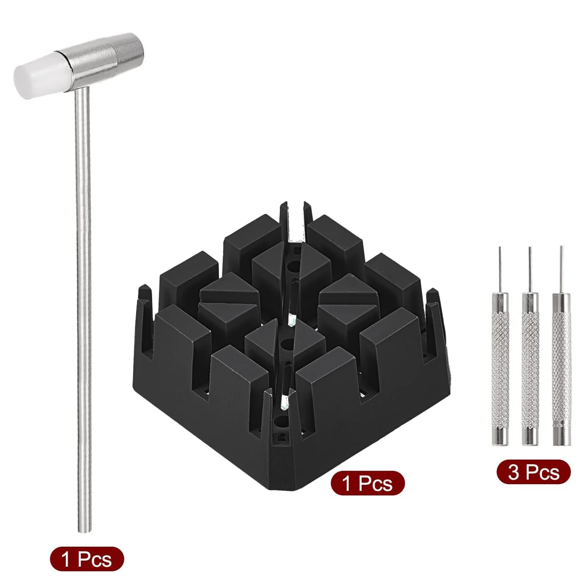 5PCS/set Watch Strap Link Remover Repair Tool Kit Watch Band Pin Punch Hammer Bracelet Holder Adjust Punching Watchmaker Tool