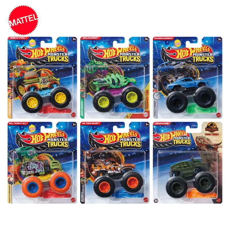 Оригинальный автомобиль Mattel Hot Wheels, литой под давлением Monster Truck Dodge Charger Skelesaurus, мир Юрского периода, модель автомобиля, игрушки для мальчиков, подарок