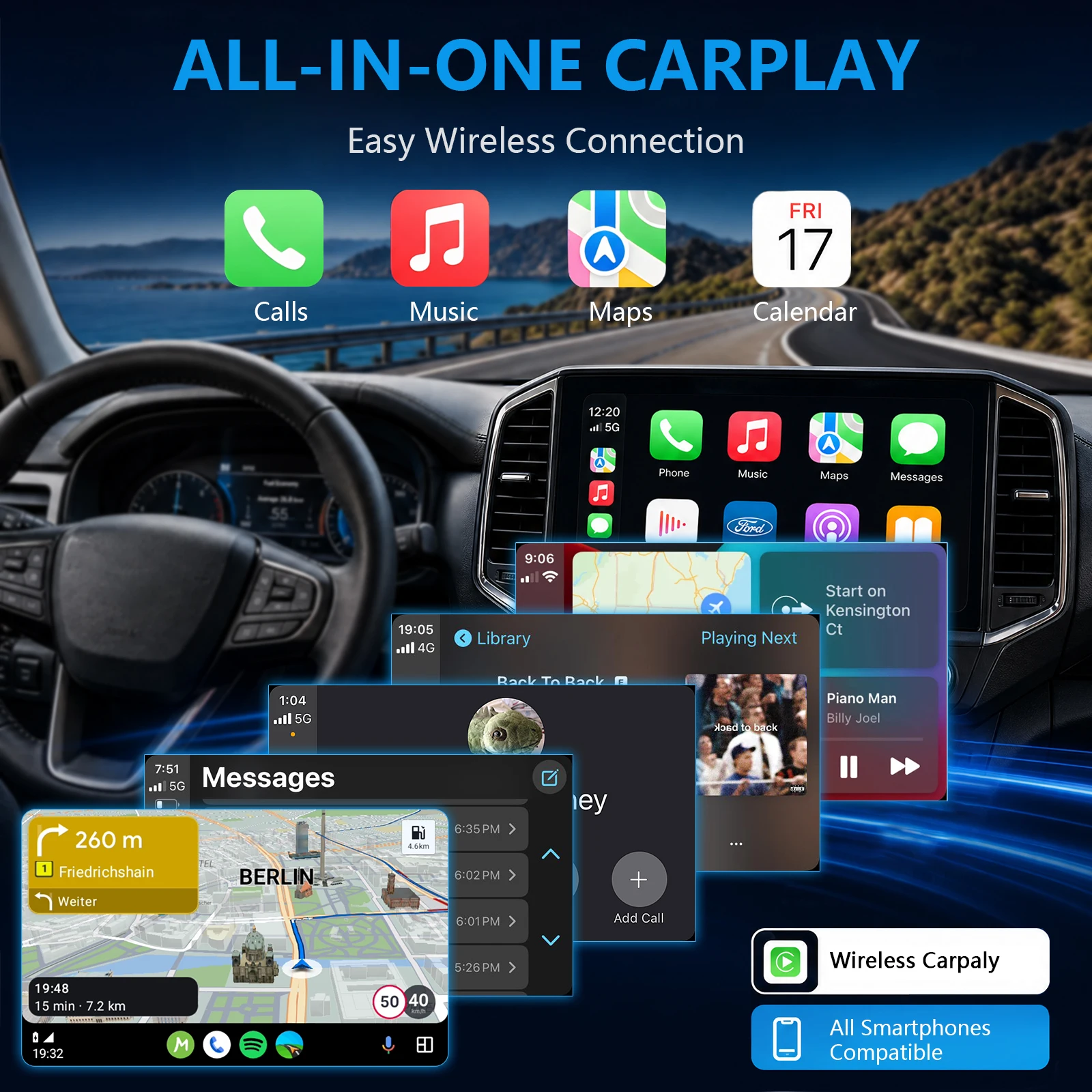 For Ford&Lincoln SYNC 3.4 CarPlay USB Hub HC3Z-19A387-B/D/E/F/G Upgrade USB/Type-C Module Supporting Apple CarPlay&Android Auto