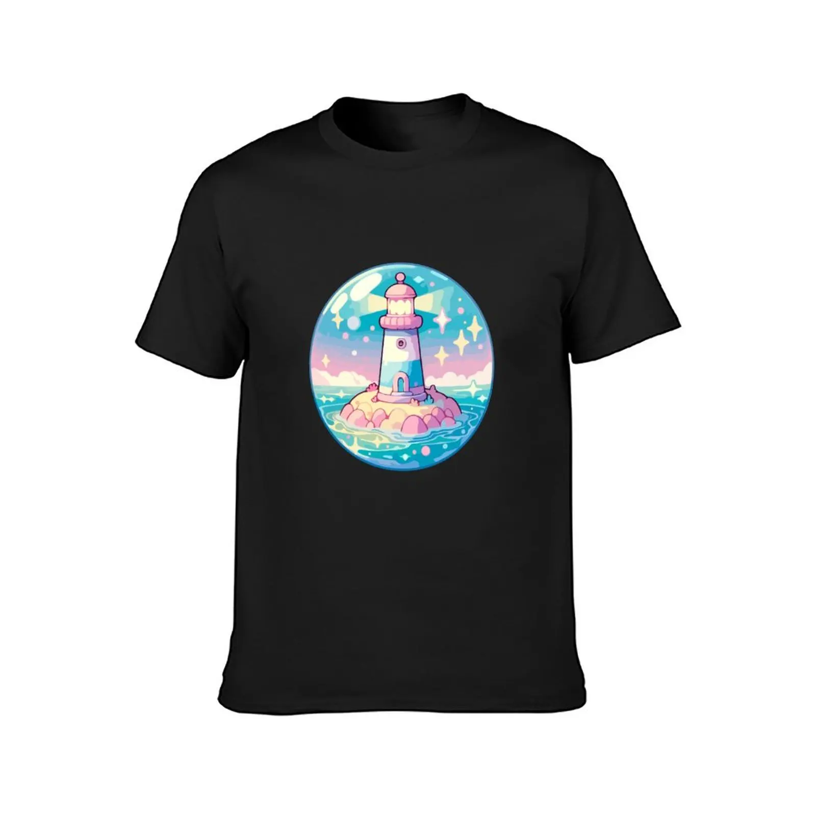 Pastel Lighthouse Dreams - Serene Coastal Sunset T-Shirt vintage blacks Aesthetic clothing mens clothes