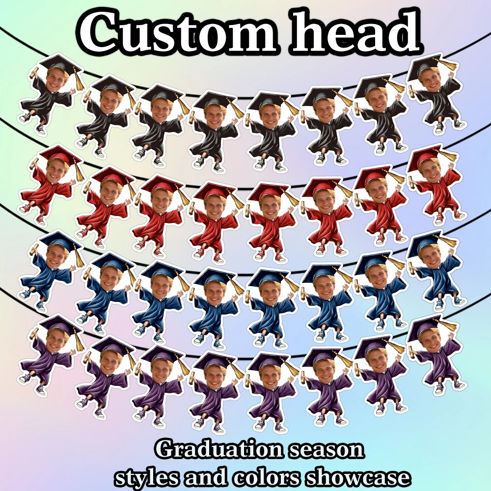 8pcs  Custom graduate Photo Banner Personalized Face Photo Bunting Banner for graduate Party Favor graduate Banner