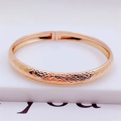 Vintage 585 Purple Gold Open bracelet for women Plated 14K Rose Gold Fashion Wide Classic charm bangles Banquet Jewelry