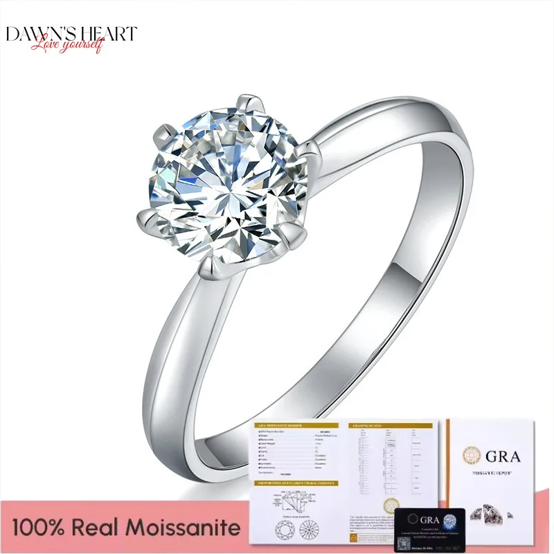 

DAWNS Mosanite Diamond Rings for Women 0.5 Carat Engagement Round Cut Solitaire Ring Real 925 Sterling Silver Wholesale Jewelry
