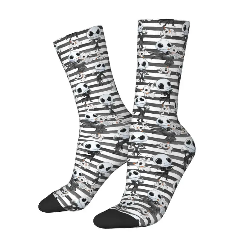 

Custom Cute Print Jack Skellington Socks for Men Women Stretch Summer Autumn Winter Nightmare Before Christmas Crew Socks