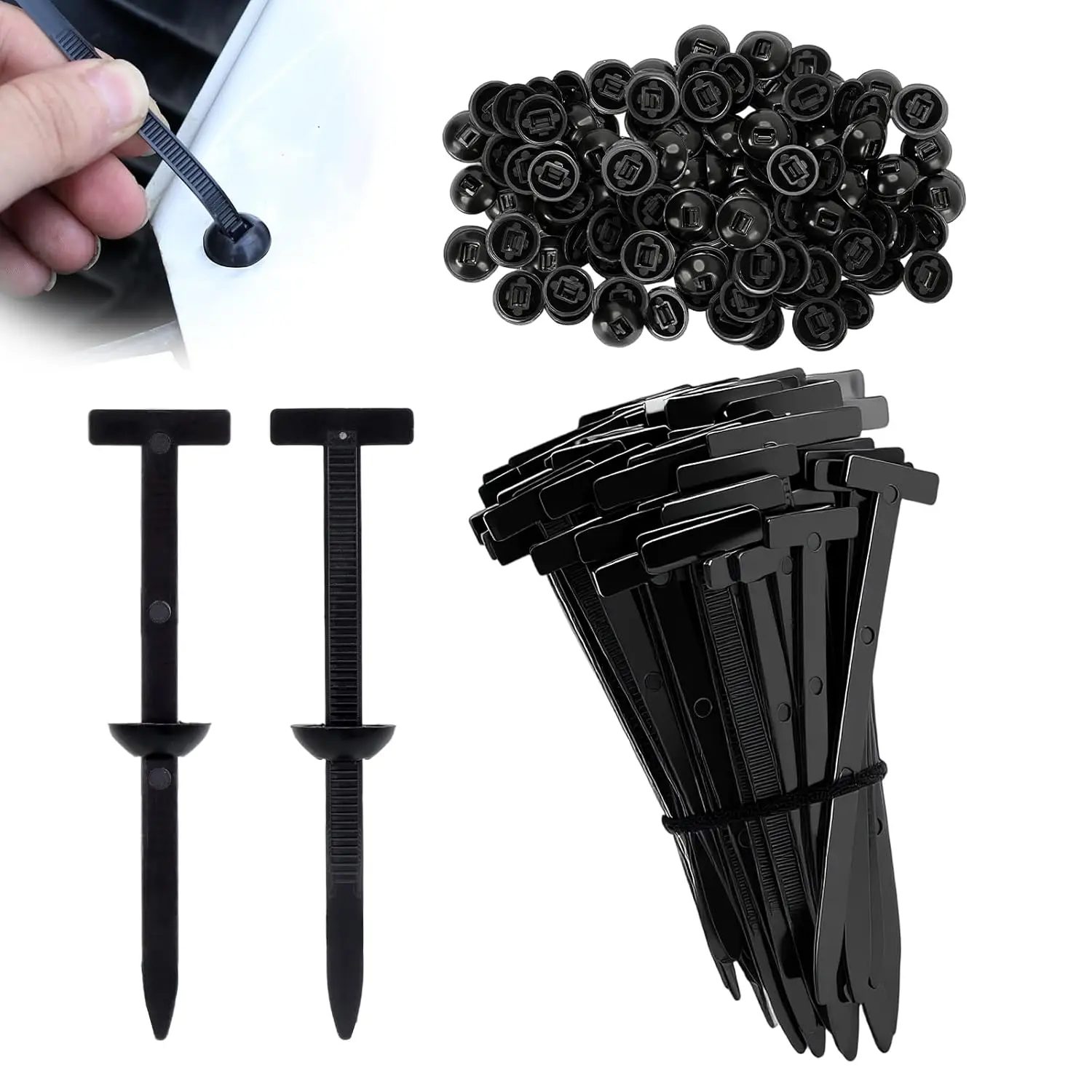1000/100Pcs Cable Ties Buckle Auto Fastener Screw Replacement Clip Car Fenders Trunk Engine Guard Panel Wire Management Tools