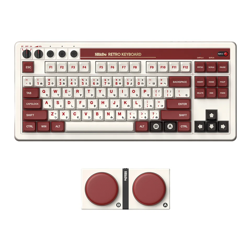 Super indah 8BitDo Keyboard mekanis nirkabel Retro 3-Model 87 tombol Keyboard game sumbu putih untuk BT/2.4G/berkabel