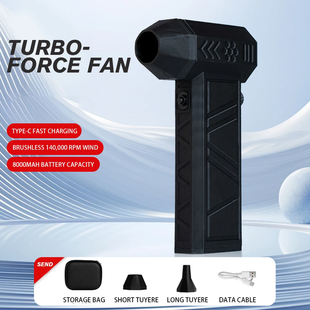 140000 RPM high-speed turbo brushless motor violent fan super strong fan suction and blowing integrated handheld camping fan