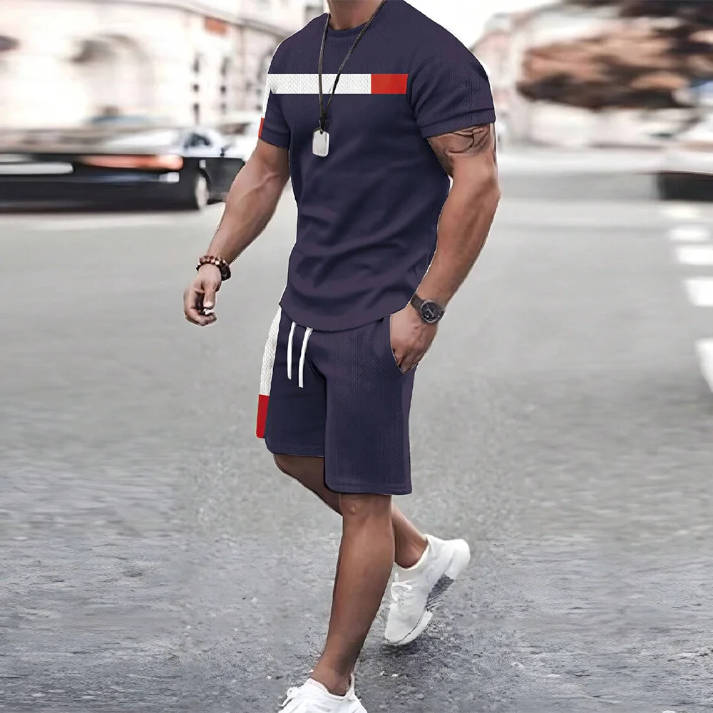 Men Two Piece Tracksuit Loose Plus Size Cut Full 3D Print Light Polyester Quick Dry Outdoor Sport Outfit Summer Multi Oversize Sizes view 3