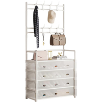 Multi-Functional Shoe Storage Coat Rack Entrance Storage Rack Floor-Standing Clothes Hanger Simple Shoe Cabinet Dust-Proof