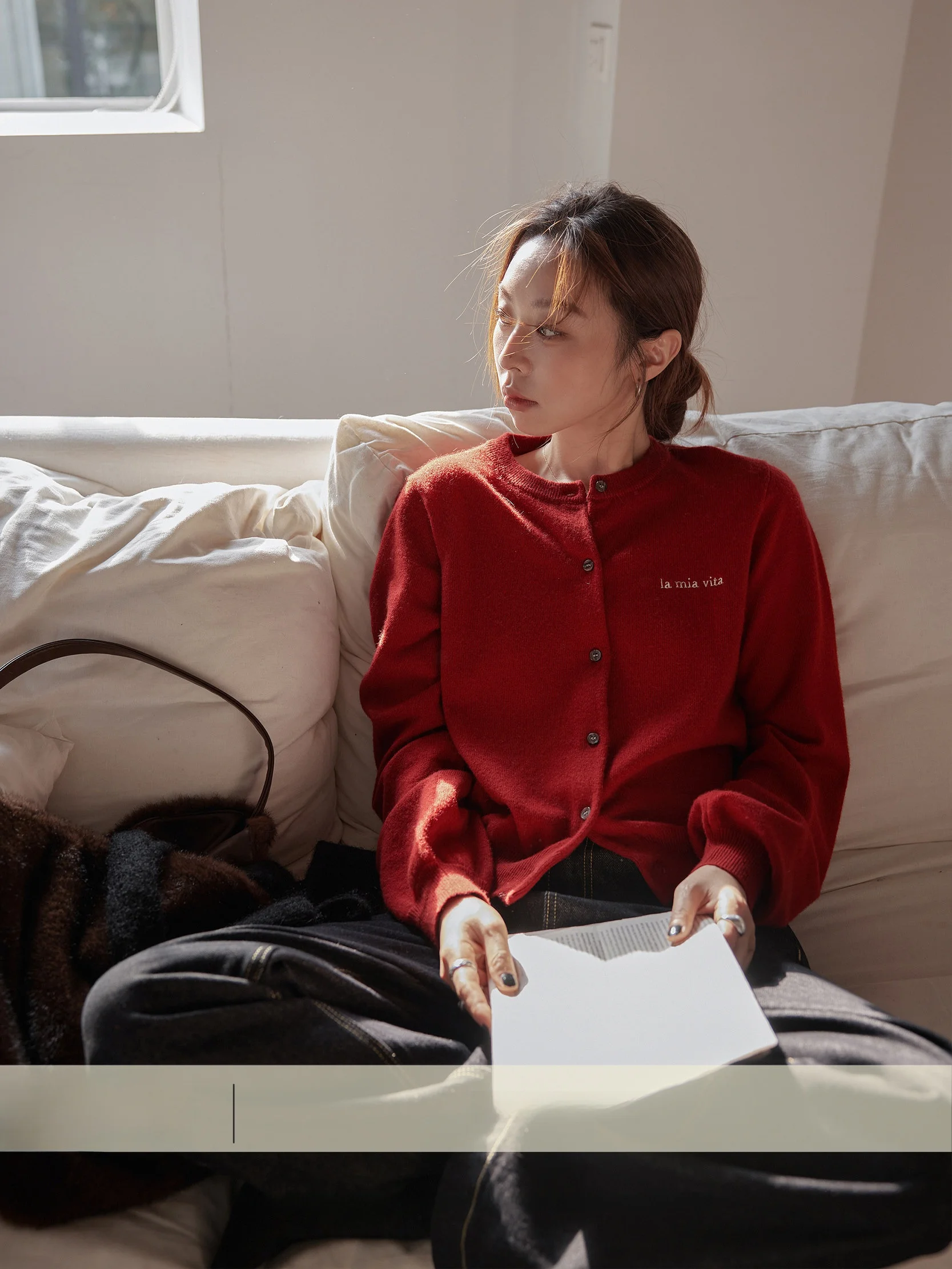 

VNOOK Embroidered ort Knitwear Cardigan Women's Winter Wool Blend round Ne Open Front Warm Soft Faion Casual Top