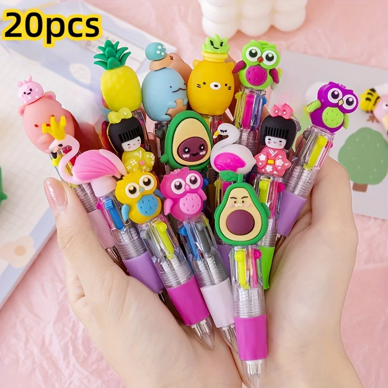 5-20Pcs/Lot Cute Cartoon 4 Color Mini Ballpoint Pen KawaiiUnicorn Flamingo Retractable Stationery Gift SchooOoffice Supplies