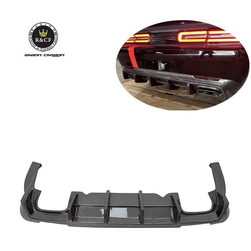 Challenger Carbon Fiber Rear Bumper Lip Bin Fin Style Diffuser Lip for  Challenger Hellcat  Narrow Body 2015+