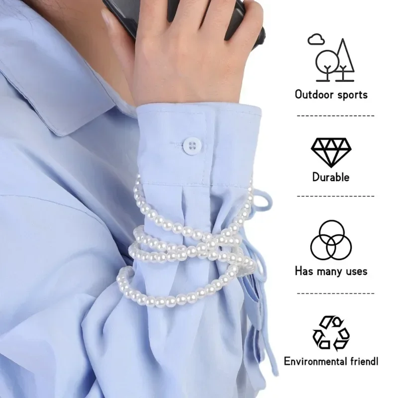 Phone Lanyard Crossbody Lanyard Pearl Chain with Cards for Iphone Samsung Phone Universal Anti-lost Pearl Strap Phone Wristband