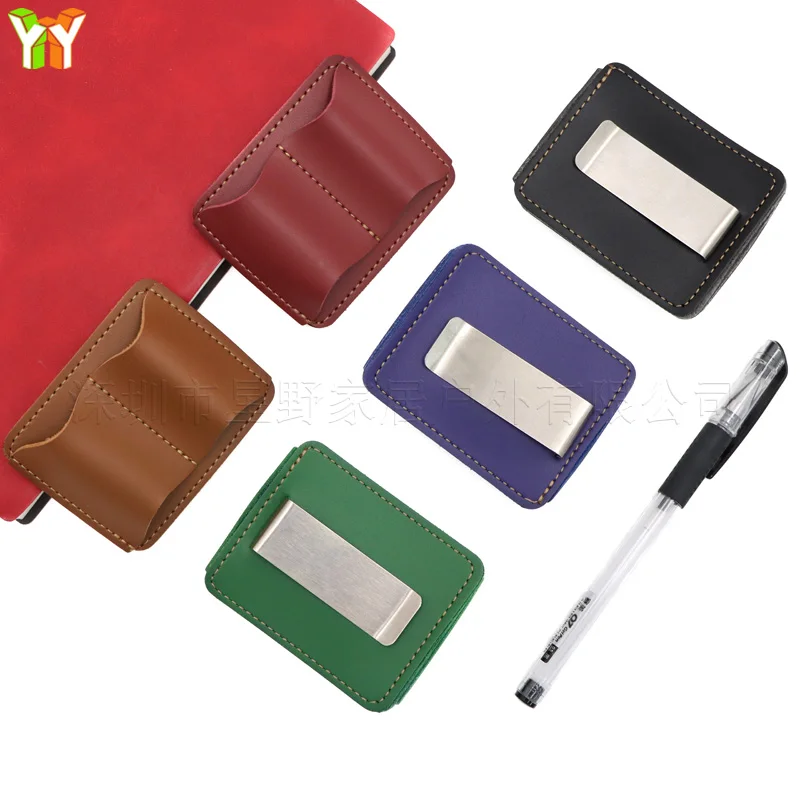Portable PU Leather Pen Holder  Notebook Pen Clip Multicolor Elastic Pen Sleeve For Journal Diary Book Office School S