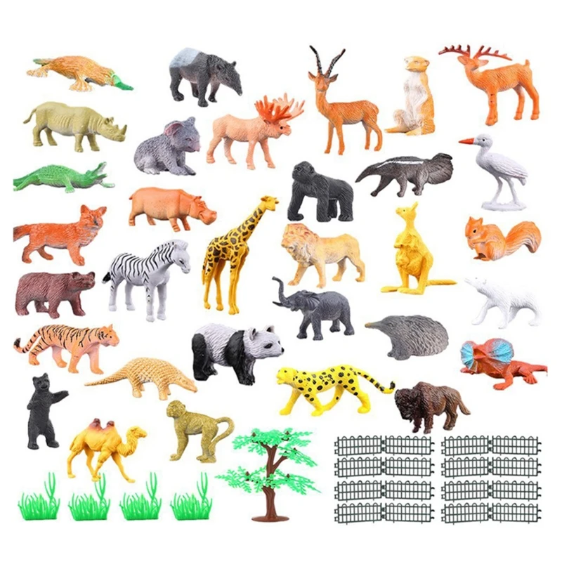 

53pcs Animal Figurines Set Jungle Animals Figures Great Educational Playset for Kids Toddler Party Supplies