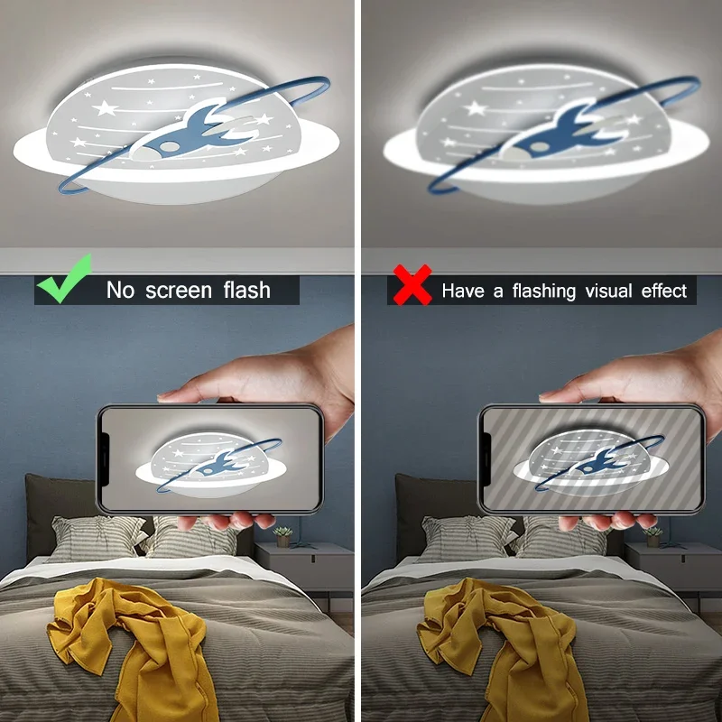 Modern Design Bedroom LED Ceiling Light Children's Room Eye Protection Ceiling Light Boys and Girls Rocket Cartoon Planet Light