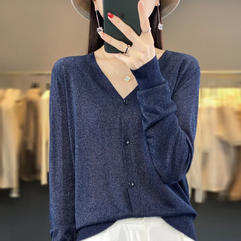 

Summer Linen Knitted Open Cardigan Women's V-ne Loose Air Conditioning Light Weight Sun Protection Faionable Ko...